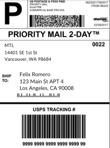 Shipping Label Example