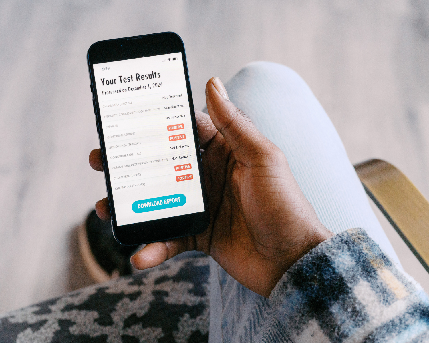 Person reviewing test results online